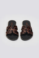 Σανδάλια από ponyskin με print Estil - Καφέ - thefashionproject.gr - Estil