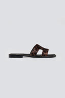 Σανδάλια από ponyskin με print Estil - Καφέ - thefashionproject.gr - Estil