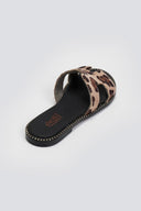 Σανδάλια από ponyskin με print Estil - Κάμελ - thefashionproject.gr - Estil