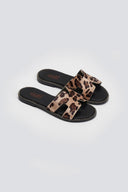 Σανδάλια από ponyskin με print Estil - Κάμελ - thefashionproject.gr - Estil
