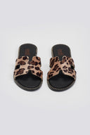 Σανδάλια από ponyskin με print Estil - Κάμελ - thefashionproject.gr - Estil