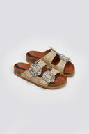Σανδάλια από ψάθα με πέτρες Take me - Μπεζ - thefashionproject.gr - Take me