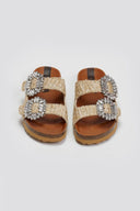 Σανδάλια από ψάθα με πέτρες Take me - Μπεζ - thefashionproject.gr - Take me