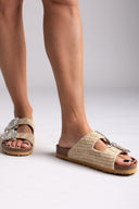 Σανδάλια από ψάθα με πέτρες Take me - Μπεζ - thefashionproject.gr - Take me
