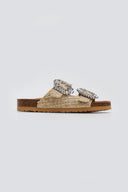 Σανδάλια από ψάθα με πέτρες Take me - Μπεζ - thefashionproject.gr - Take me