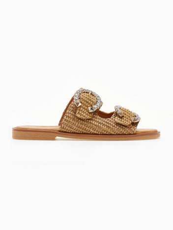 Σανδάλια από ψάθα με στρας Mariella Fabiani 2463/68 - Ταμπά - thefashionproject.gr - Mariella Fabiani