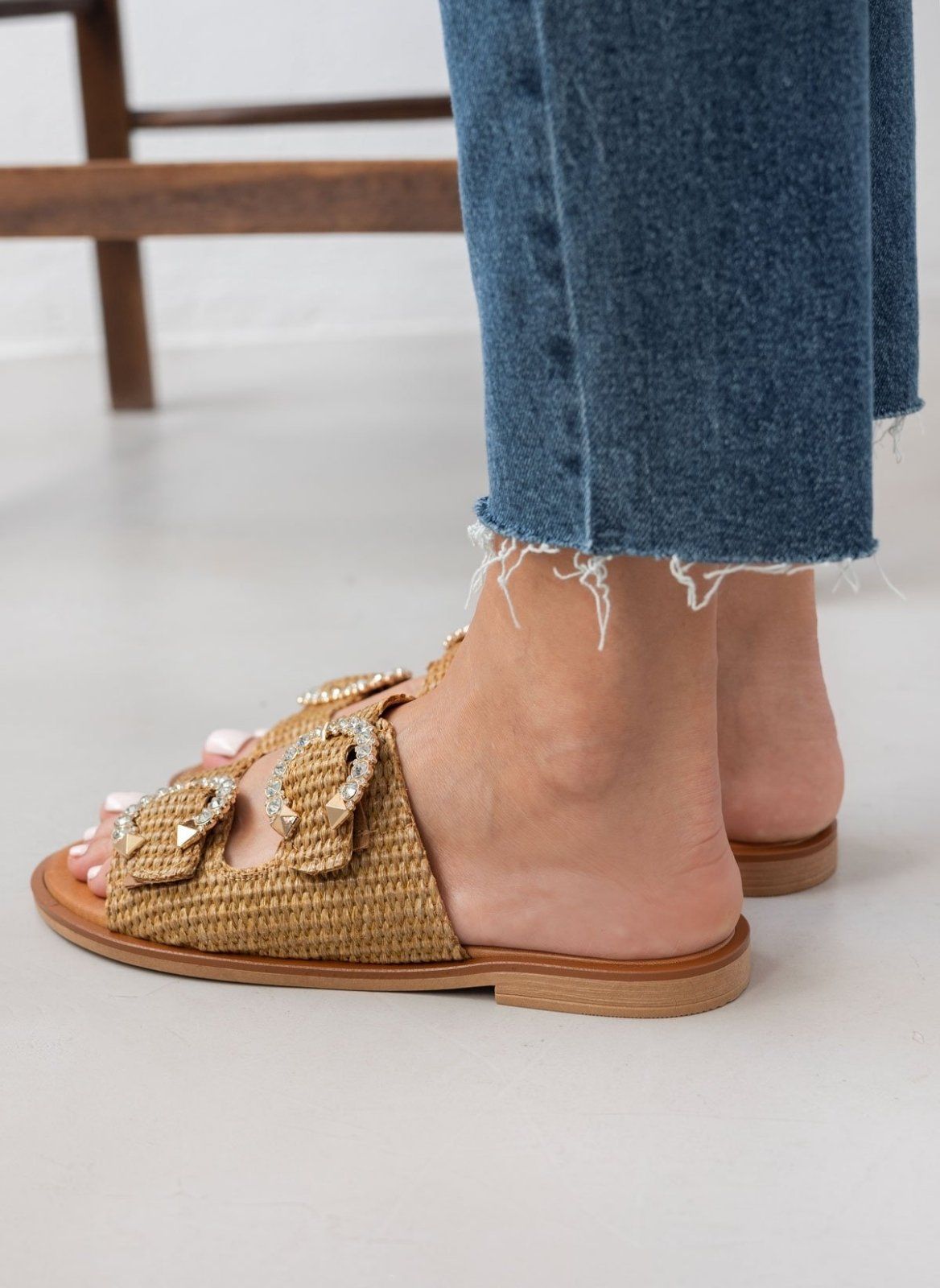 Σανδάλια από ψάθα με στρας Mariella Fabiani 2463/68 - Ταμπά - thefashionproject.gr - Mariella Fabiani