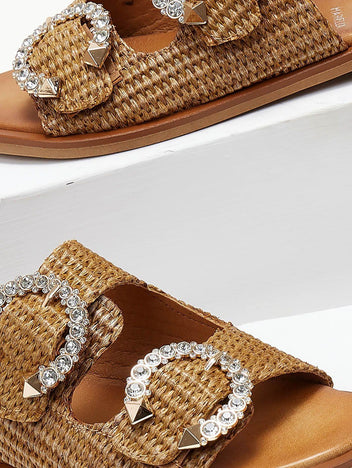 Σανδάλια από ψάθα με στρας Mariella Fabiani 2463/68 - Ταμπά - thefashionproject.gr - Mariella Fabiani