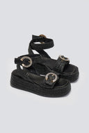 Σανδάλια από ψάθα με στρας Mariella Fabiani 2505/02 - Μαύρο - thefashionproject.gr - Mariella Fabiani