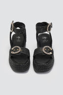 Σανδάλια από ψάθα με στρας Mariella Fabiani 2505/02 - Μαύρο - thefashionproject.gr - Mariella Fabiani