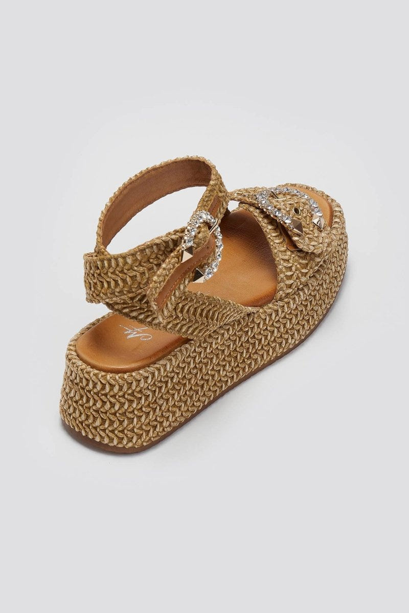 Σανδάλια από ψάθα με στρας Mariella Fabiani 2505/02 - Ταμπά - thefashionproject.gr - Mariella Fabiani