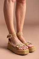 Σανδάλια από ψάθα με στρας Mariella Fabiani 2505/02 - Ταμπά - thefashionproject.gr - Mariella Fabiani