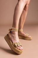 Σανδάλια από ψάθα με στρας Mariella Fabiani 2505/02 - Ταμπά - thefashionproject.gr - Mariella Fabiani