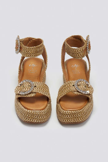 Σανδάλια από ψάθα με στρας Mariella Fabiani 2505/02 - Ταμπά - thefashionproject.gr - Mariella Fabiani