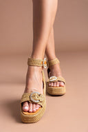 Σανδάλια από ψάθα με στρας Mariella Fabiani 2505/02 - Ταμπά - thefashionproject.gr - Mariella Fabiani