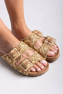 Σανδάλια από ψάθα με τοκάδες Erynn - Τάουπε - thefashionproject.gr - ERYNN