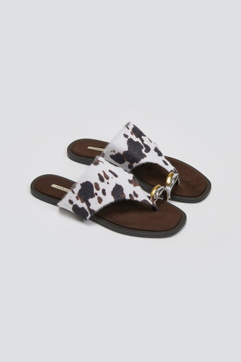 Σανδάλια από συνθετικό ponyskin Corina - Καφέ - thefashionproject.gr - CORINA