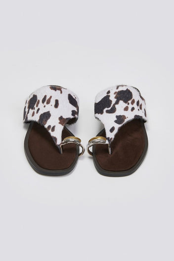 Σανδάλια από συνθετικό ponyskin Corina - Καφέ - thefashionproject.gr - CORINA