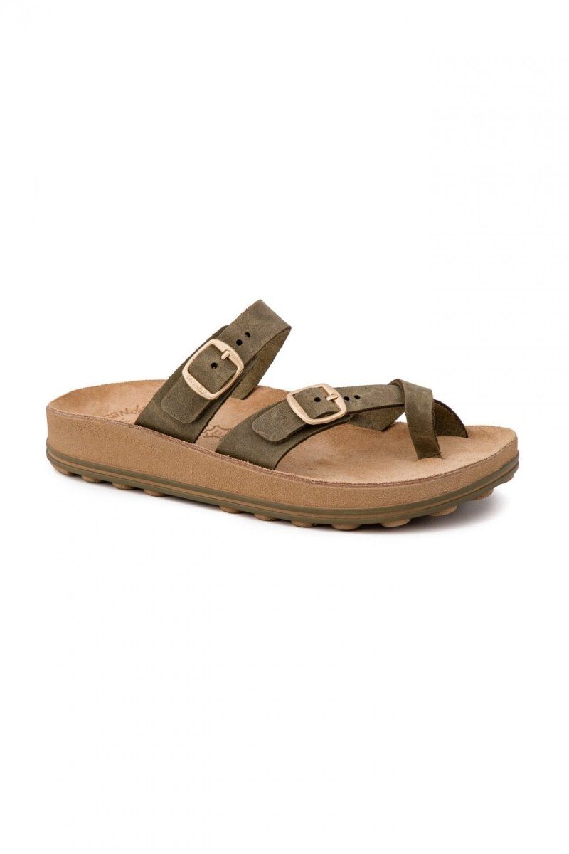 Σανδάλια comfort δερμάτινα CATERINA FANTASY SANDALS - Χακί - thefashionproject.gr - FANTASY SANDALS