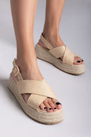 Σανδάλια crossover από ψάθα Refresh 172666 - Μπεζ - thefashionproject.gr - Refresh