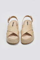 Σανδάλια crossover από ψάθα Refresh 172666 - Μπεζ - thefashionproject.gr - Refresh