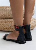 Σανδάλια δερμάτινα boho με φερμουάρ Estil - Μαύρο - thefashionproject.gr - Estil