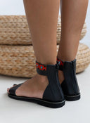 Σανδάλια δερμάτινα boho με φερμουάρ Estil - Μαύρο - thefashionproject.gr - Estil