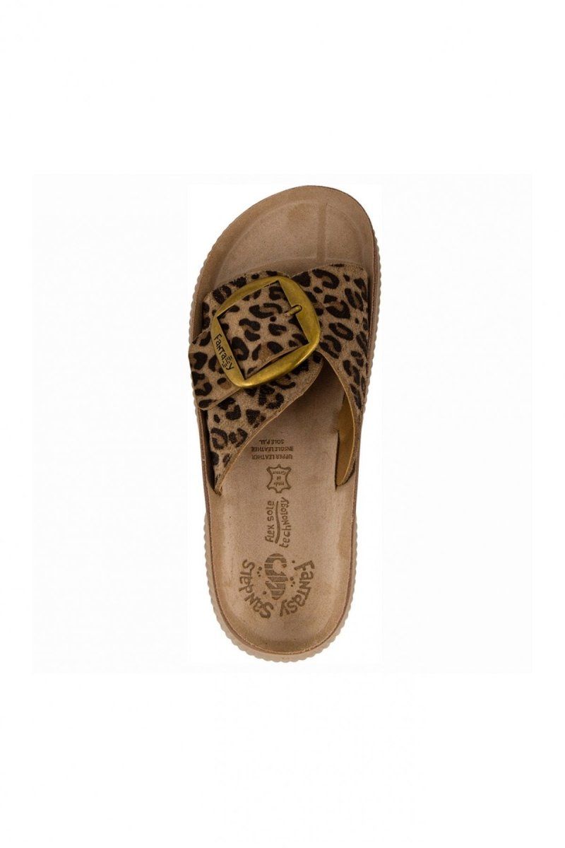 Σανδάλια δερμάτινα comfort BEATRICE FANTASY SANDALS - Leopard - thefashionproject.gr - FANTASY SANDALS