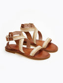 Σανδάλια δερμάτινα crossover Iris sandals - Φυσικό - thefashionproject.gr - IRIS
