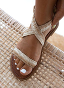 Σανδάλια δερμάτινα crossover Iris sandals - Φυσικό - thefashionproject.gr - IRIS