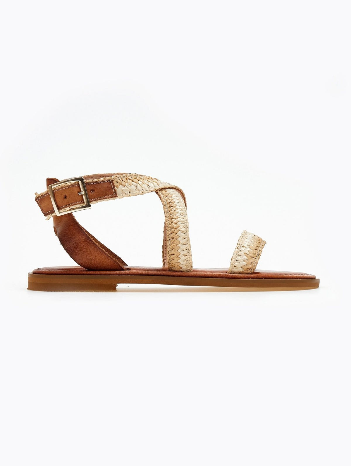 Σανδάλια δερμάτινα crossover Iris sandals - Φυσικό - thefashionproject.gr - IRIS