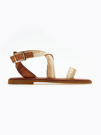 Σανδάλια δερμάτινα crossover Iris sandals - Φυσικό - thefashionproject.gr - IRIS