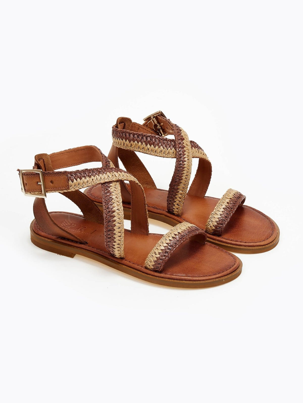 Σανδάλια δερμάτινα crossover Iris sandals - Καφέ - thefashionproject.gr - IRIS