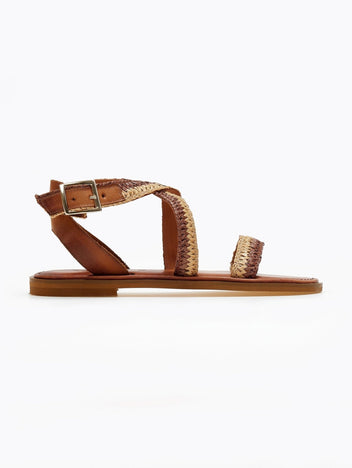 Σανδάλια δερμάτινα crossover Iris sandals - Καφέ - thefashionproject.gr - IRIS