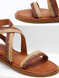 Σανδάλια δερμάτινα crossover Iris sandals - Καφέ - thefashionproject.gr - IRIS