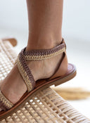 Σανδάλια δερμάτινα crossover Iris sandals - Καφέ - thefashionproject.gr - IRIS