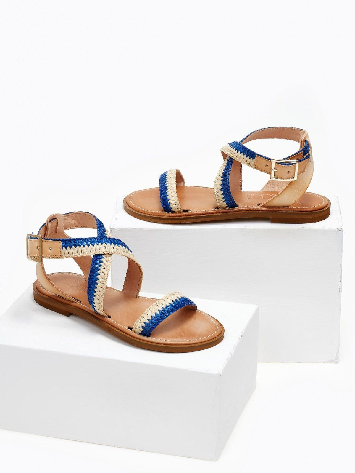 Σανδάλια δερμάτινα crossover Iris sandals - Μπλε - thefashionproject.gr - IRIS