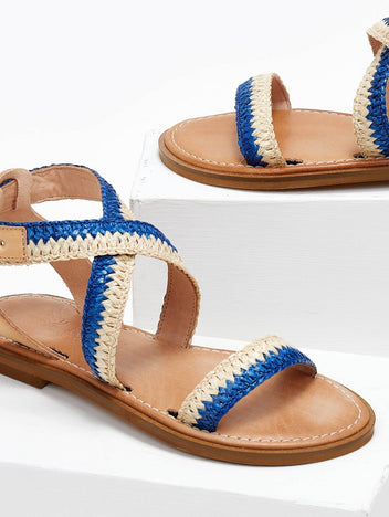 Σανδάλια δερμάτινα crossover Iris sandals - Μπλε - thefashionproject.gr - IRIS