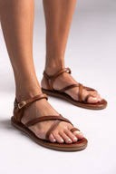 Σανδάλια δερμάτινα crossover Iris Sandals - Ταμπά - thefashionproject.gr - IRIS