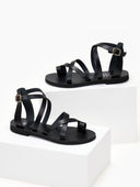 Σανδάλια δερμάτινα crossover tfp - Μαύρο - thefashionproject.gr - TFP