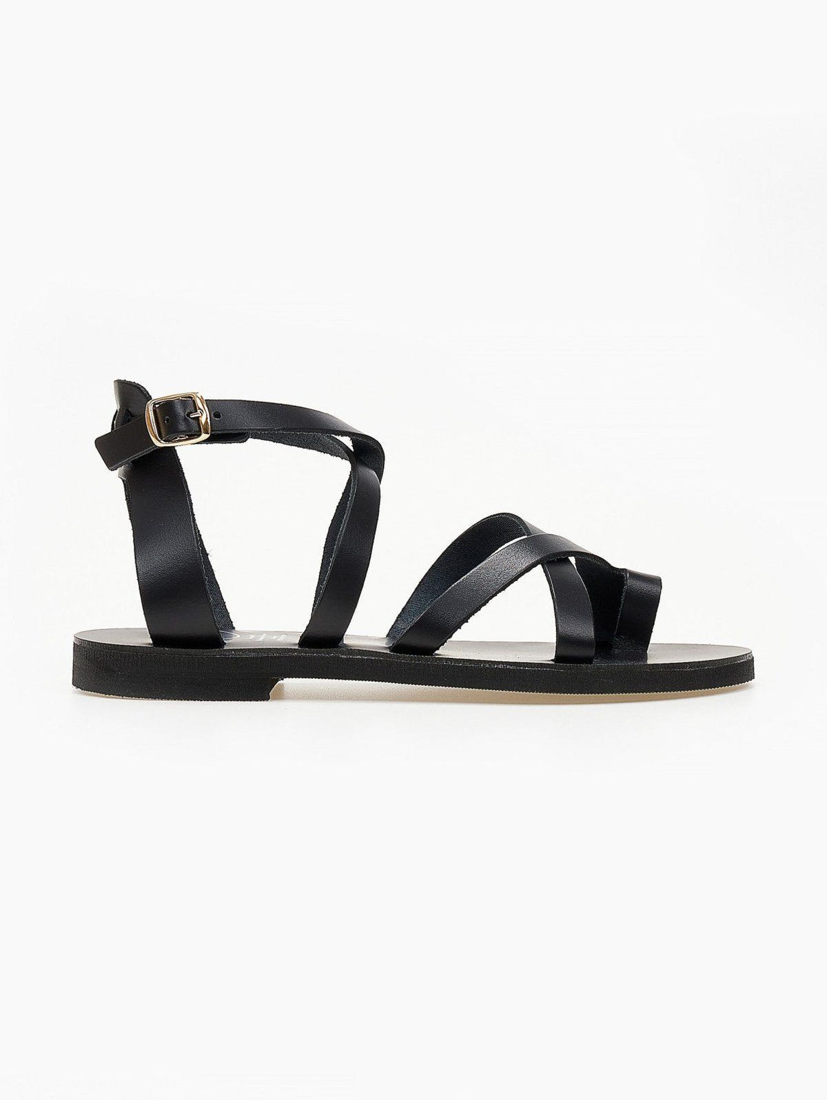 Σανδάλια δερμάτινα crossover tfp - Μαύρο - thefashionproject.gr - TFP