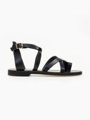 Σανδάλια δερμάτινα crossover tfp - Μαύρο - thefashionproject.gr - TFP