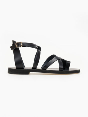 Σανδάλια δερμάτινα crossover tfp - Μαύρο - thefashionproject.gr - TFP