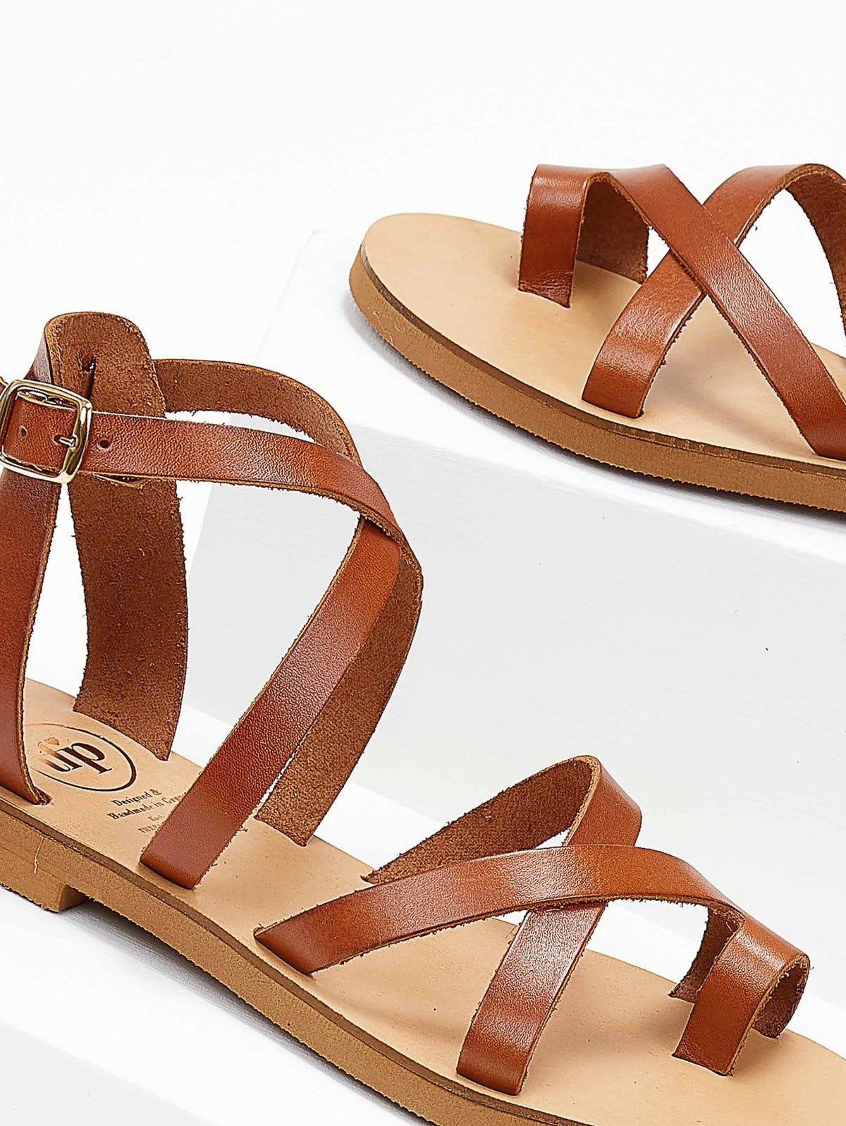 Σανδάλια δερμάτινα crossover tfp - Ταμπά - thefashionproject.gr - TFP