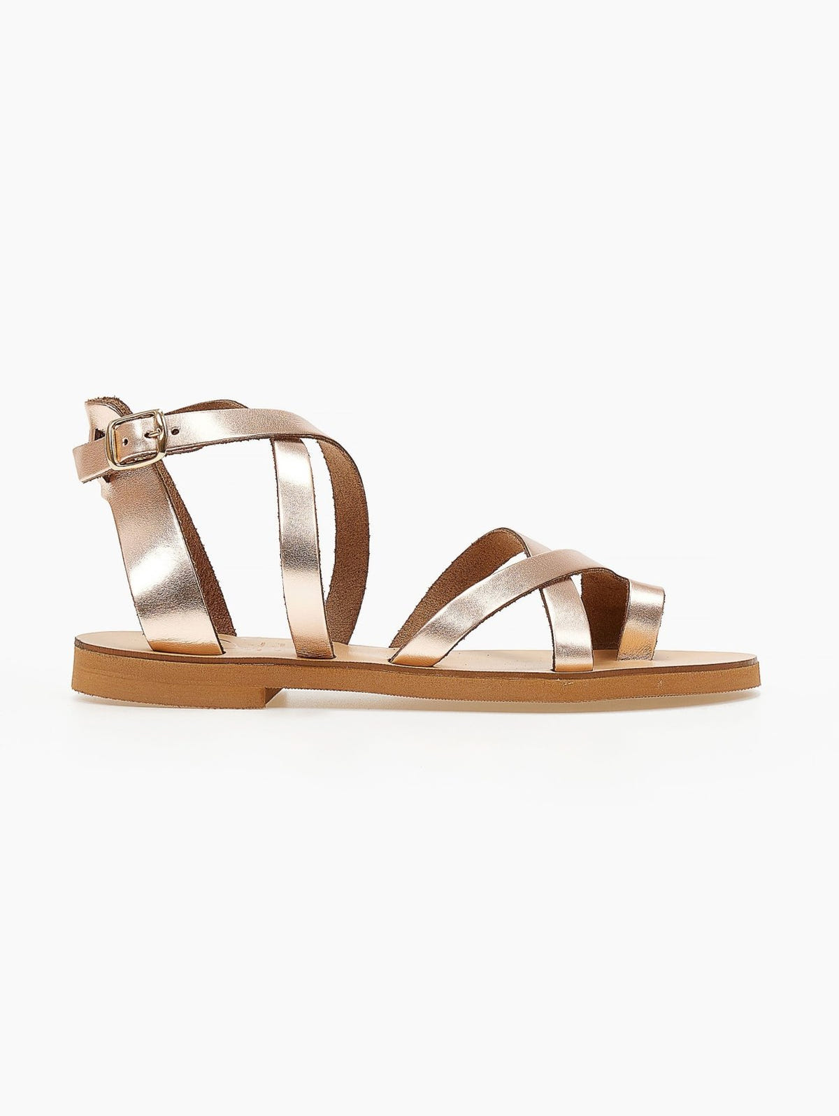 Σανδάλια δερμάτινα crossover tfp - Χαλκός - thefashionproject.gr - TFP