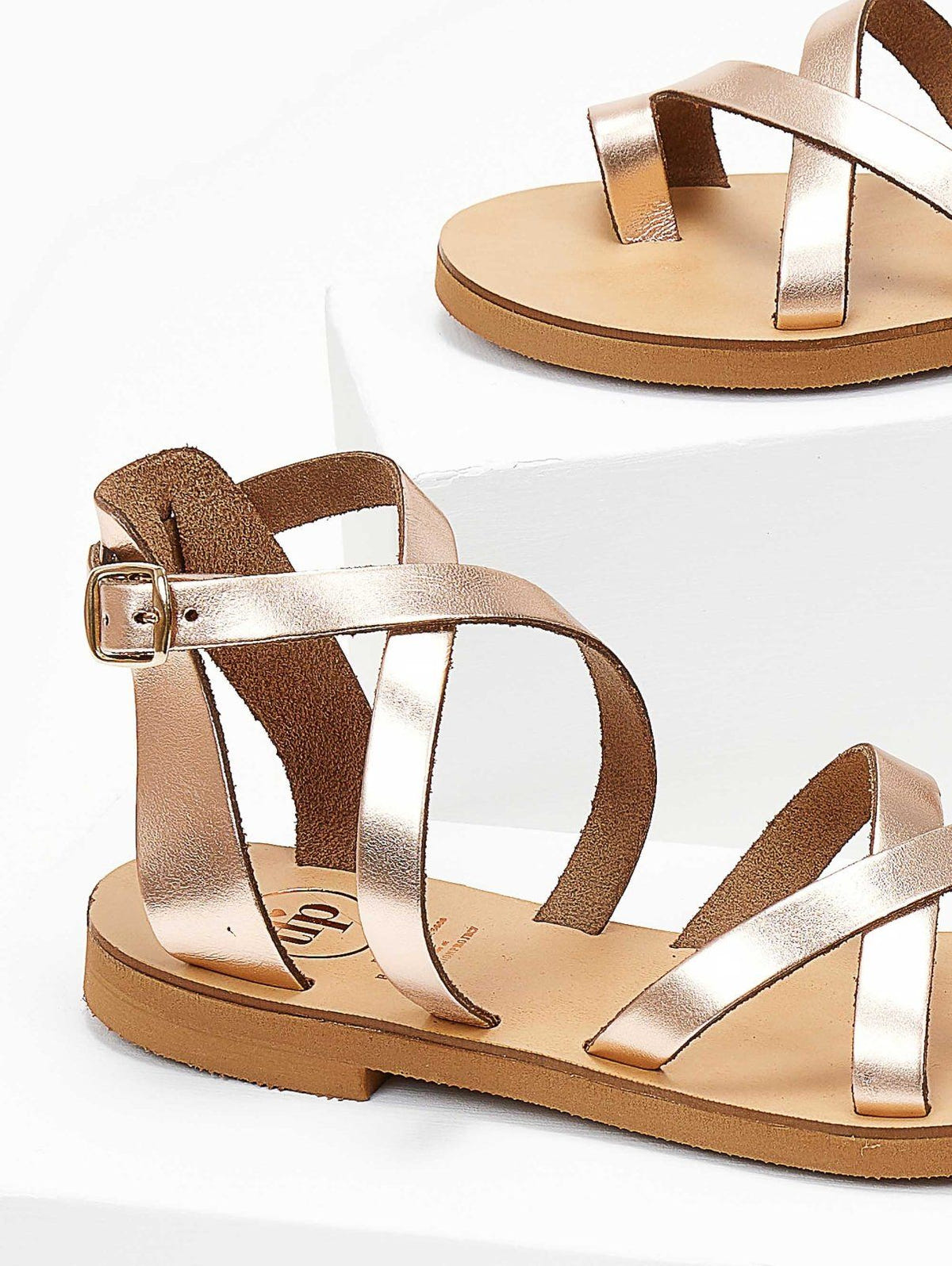 Σανδάλια δερμάτινα crossover tfp - Χαλκός - thefashionproject.gr - TFP