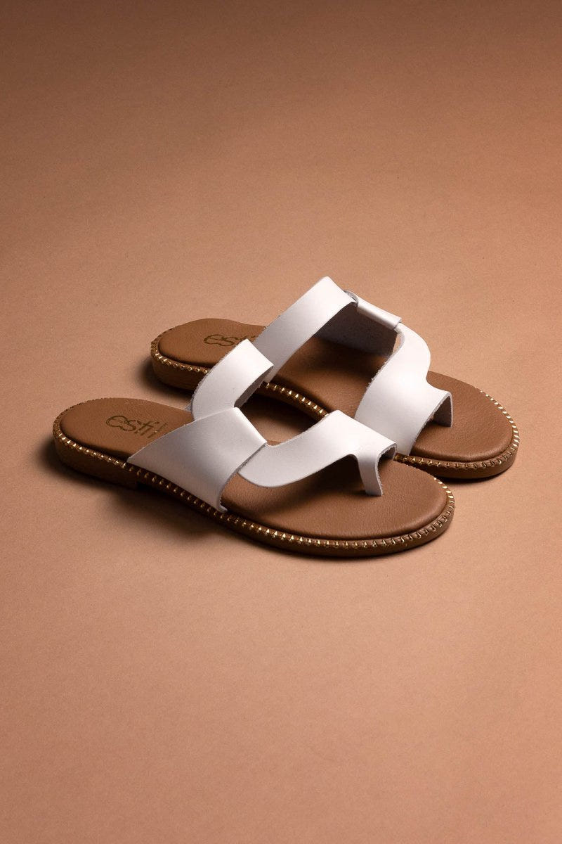 Σανδάλια δερμάτινα Estil - Λευκό - thefashionproject.gr - Estil