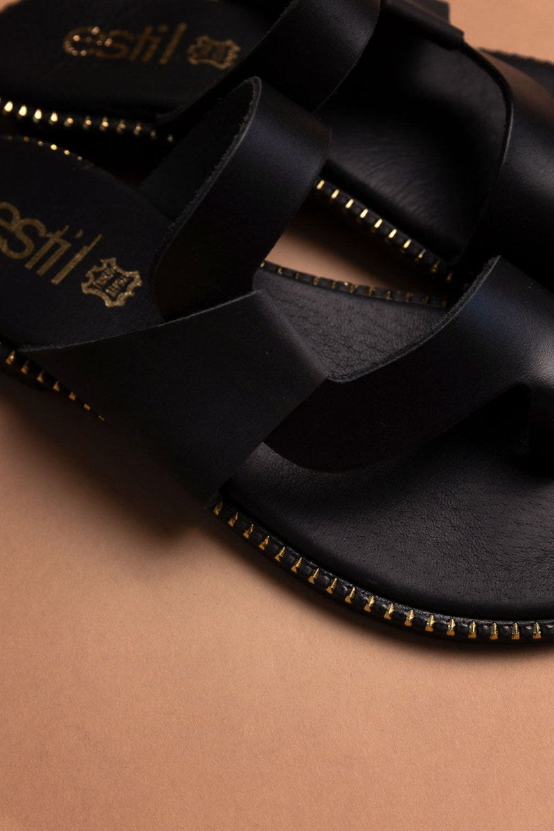 Σανδάλια δερμάτινα Estil - Μαύρο - thefashionproject.gr - Estil