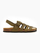 Σανδάλια δερμάτινα fisherman ανατομικά Plakton - Χακί - thefashionproject.gr - Plakton