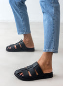Σανδάλια δερμάτινα fisherman ATENEO - Μαύρο - thefashionproject.gr - ATENEO